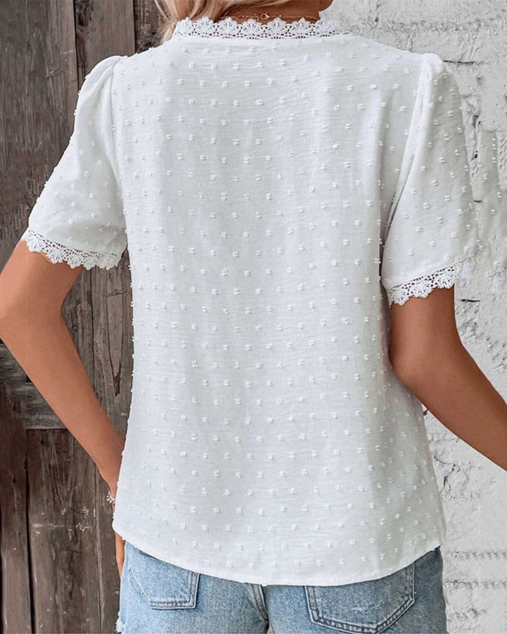 Clara | Casual and Romantic Blouse with Swiss Dot Pattern