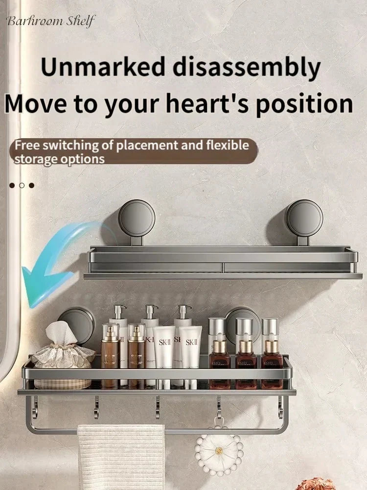 Bathroom Shelf with Suction Cup | No Drilling | Draining Rack