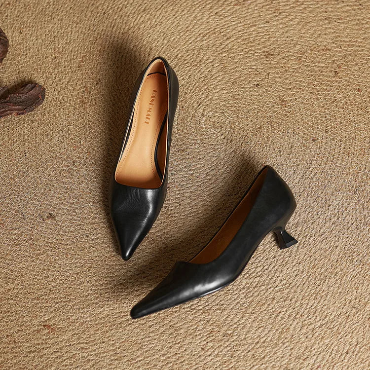 LEONIE – CLASSIC POINTED TOE LEATHER HEELS