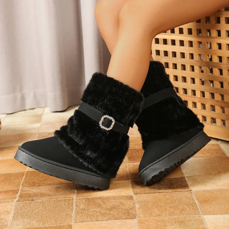 Women's Thick Sole Plush Snow Boots Cassielle, view 3 - Elena Harper