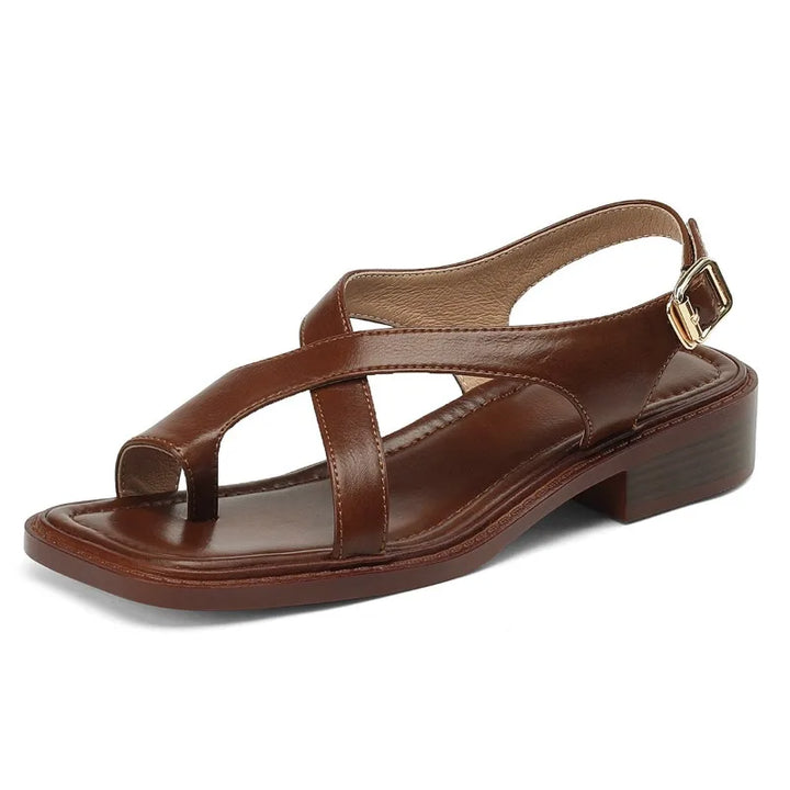 Crossover Strap Low Heel Sandals