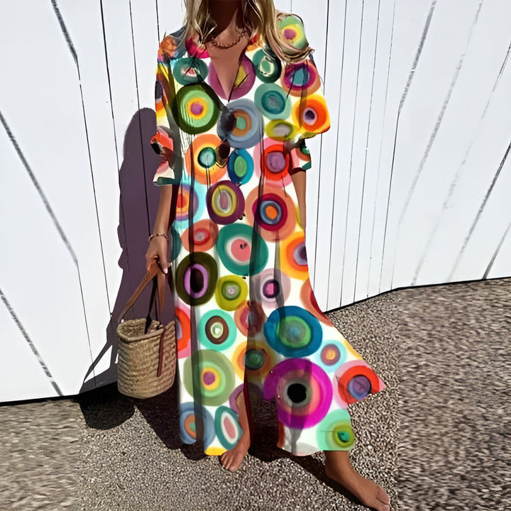 Hannah Floral Button Smock Dress - Elena Harper