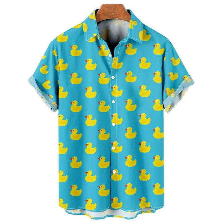 Men's Shirt Duck Print High-Quality Polyester Perfect for Summer Outings, view 2 - Elena Harper