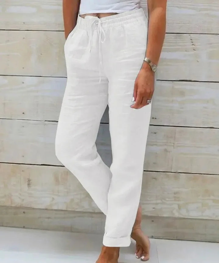 Andrea Lightweight Linen Pants, view 4 - Elena Harper