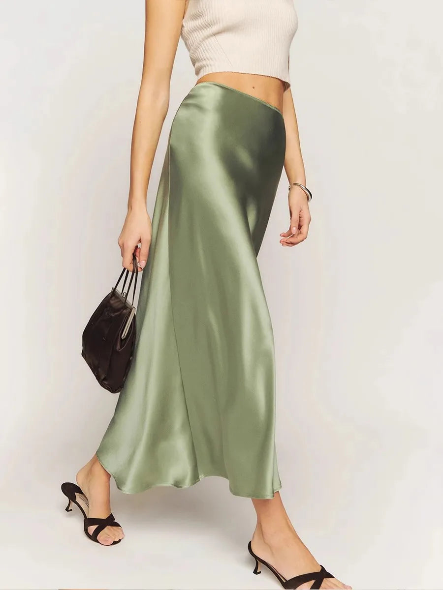Amber | Bias Cut Slip Midi Skirt