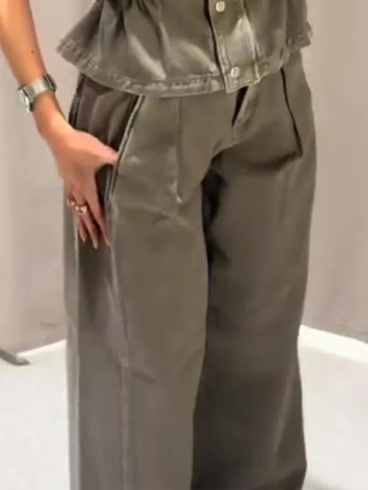 Lauretta Elegant Denim Vest Set, view 2 - Elena Harper