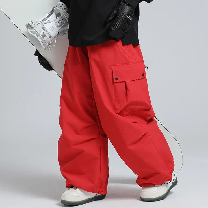 Unisex Loose Ski Pants – Breathable Snowboard Pants with Zipper and Insulation