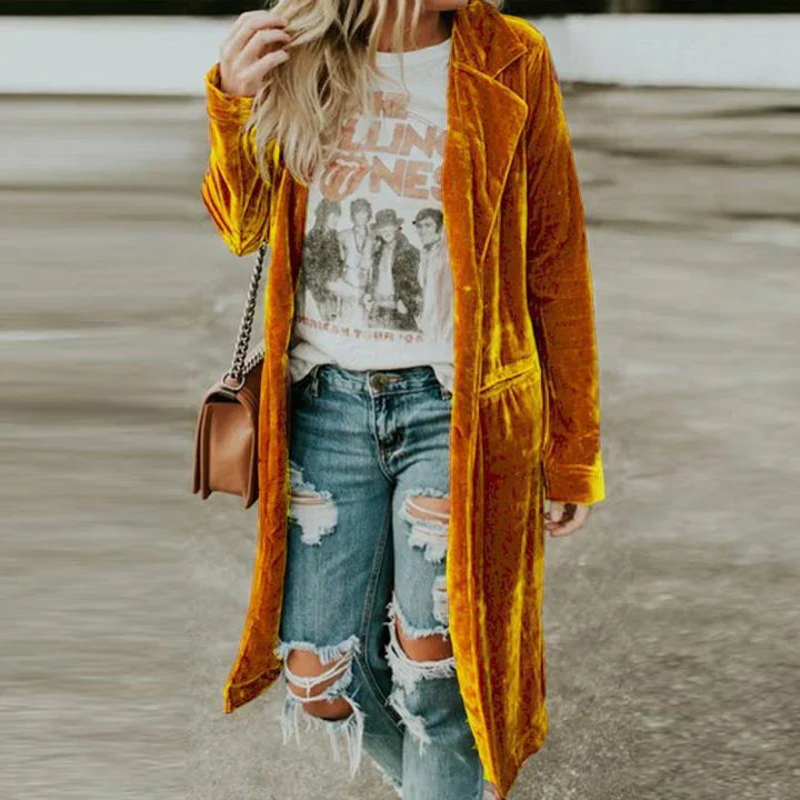 Women's Velvet Duster Coat Valentina, view 4 - Elena Harper