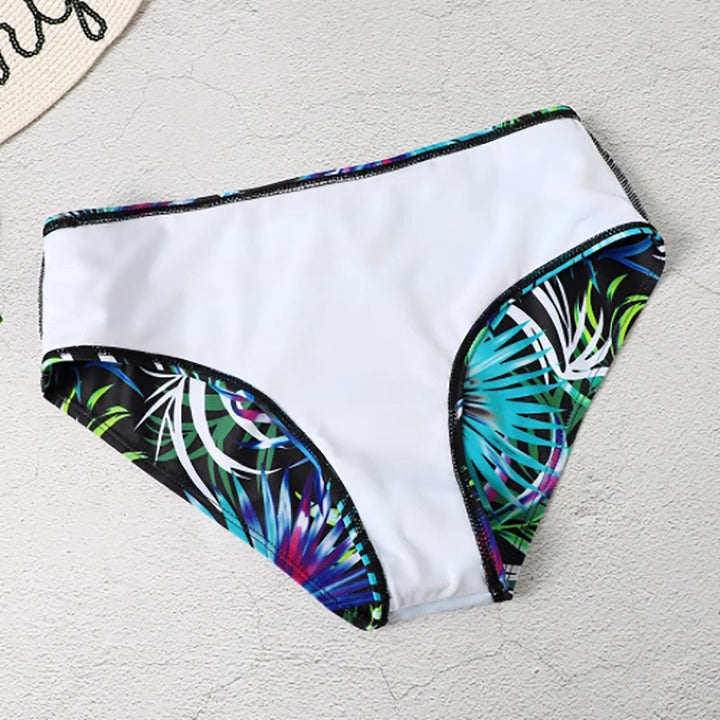 Ana | High-waisted bikini with straps and tropical print