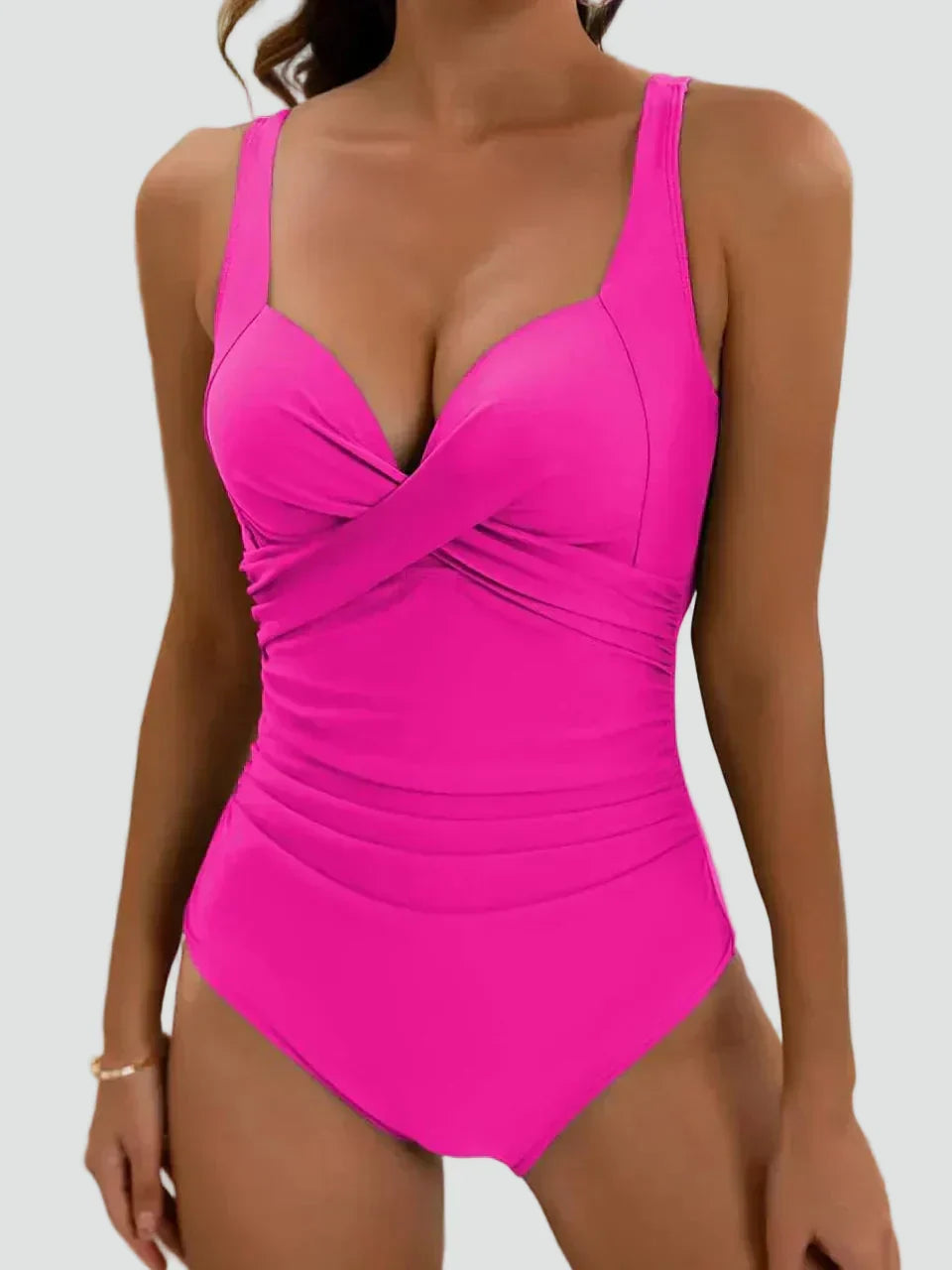 Swimsuit with Ruffles and Heart-Shaped Neckline for Women