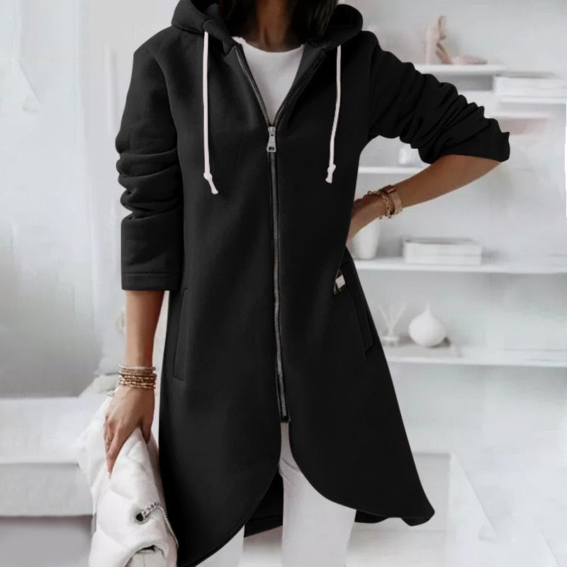 Mid-Length Jacket with Hood, view 7 - Elena Harper