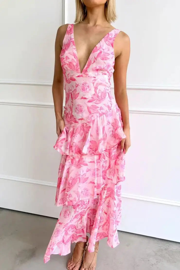 Lisa™  |  Elegant Floral Midi Dress