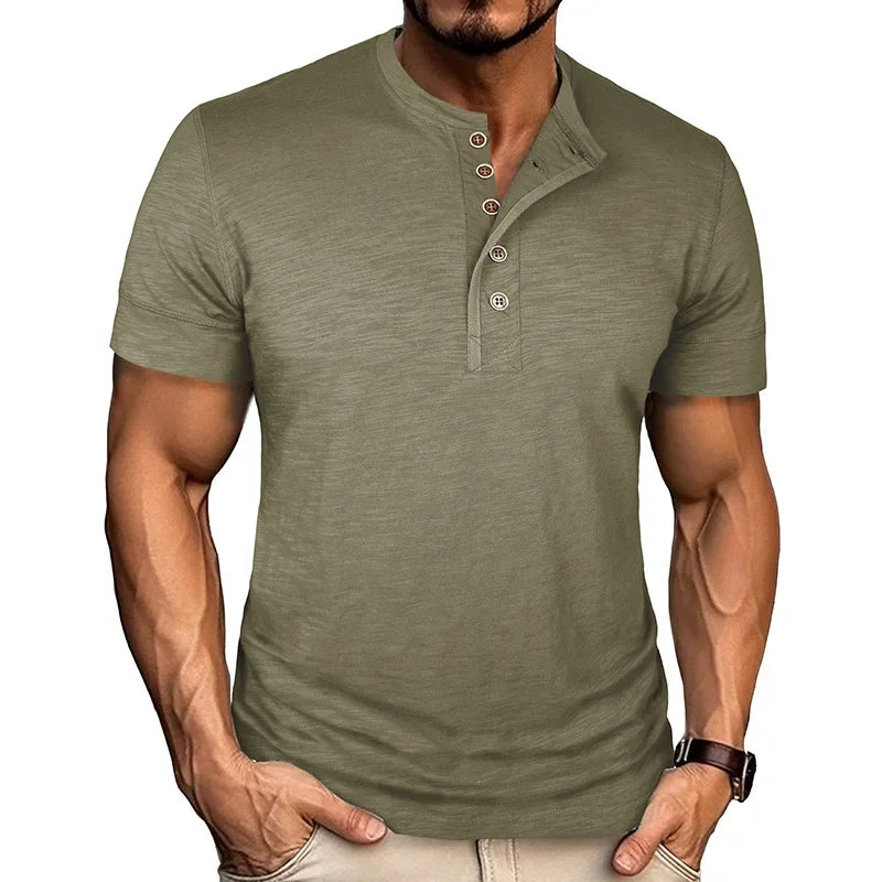 LAURENT MONACO | BUTTON-PLACKET T-SHIRT FOR MEN