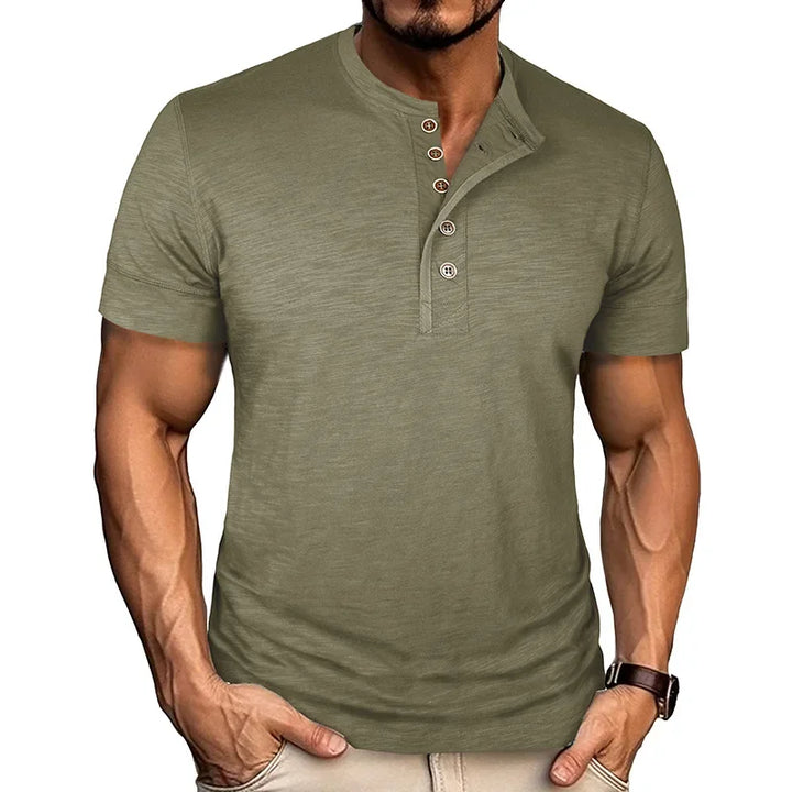 LAURENT MONACO | BUTTON-PLACKET T-SHIRT FOR MEN