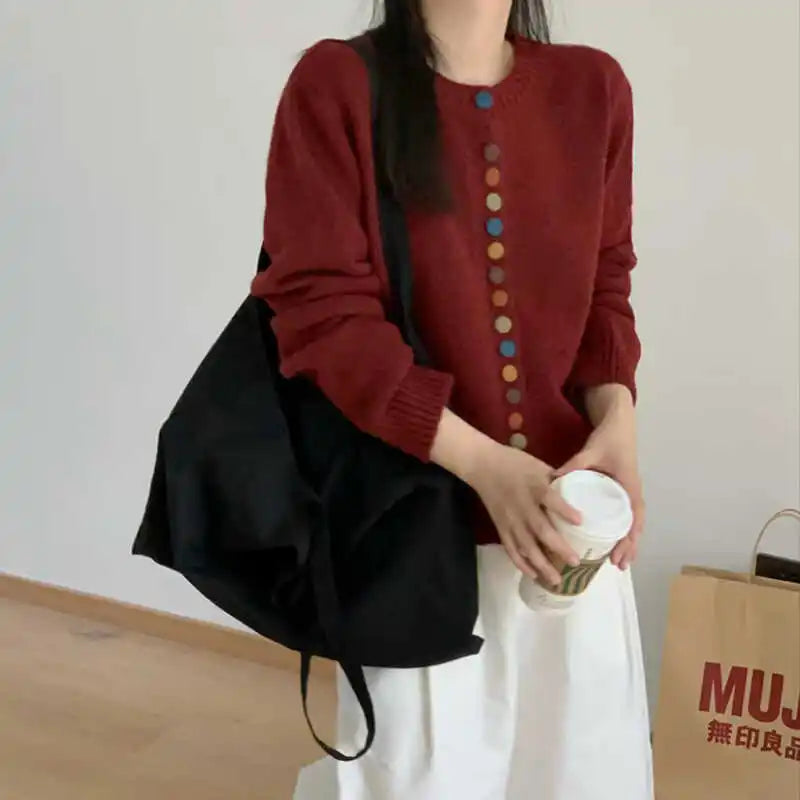 AUDREY – MULTICOLOR BUTTON KNIT CARDIGAN