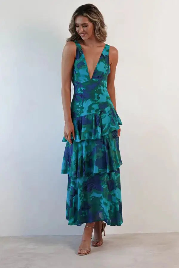 Lisa™  |  Elegant Floral Midi Dress