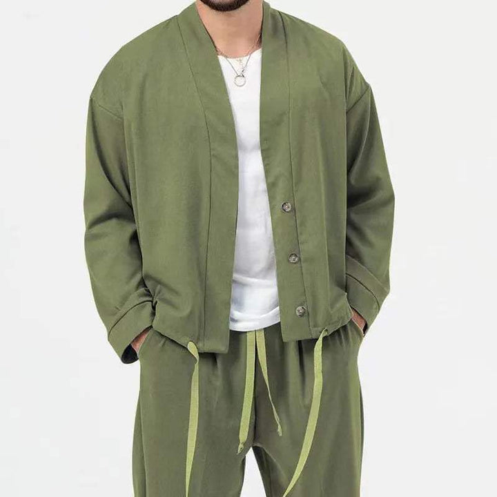 Leather Jacket and Pants Set Minimalist Relaxed Fit Perfect for Casual Occasions, view 7 - Elena Harper