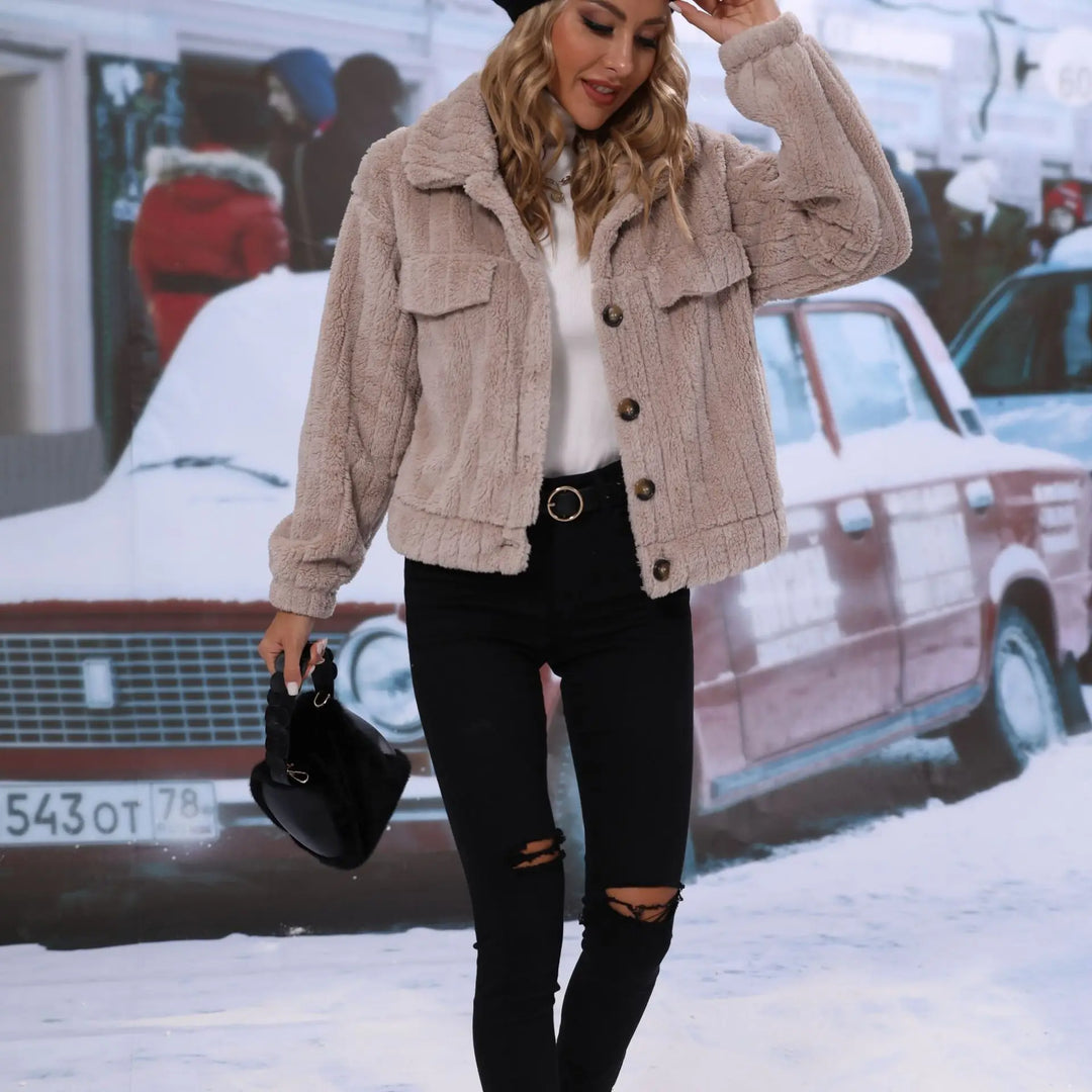 Andrea Stylish Autumn and Winter Coat with Buttons, view 4 - Elena Harper
