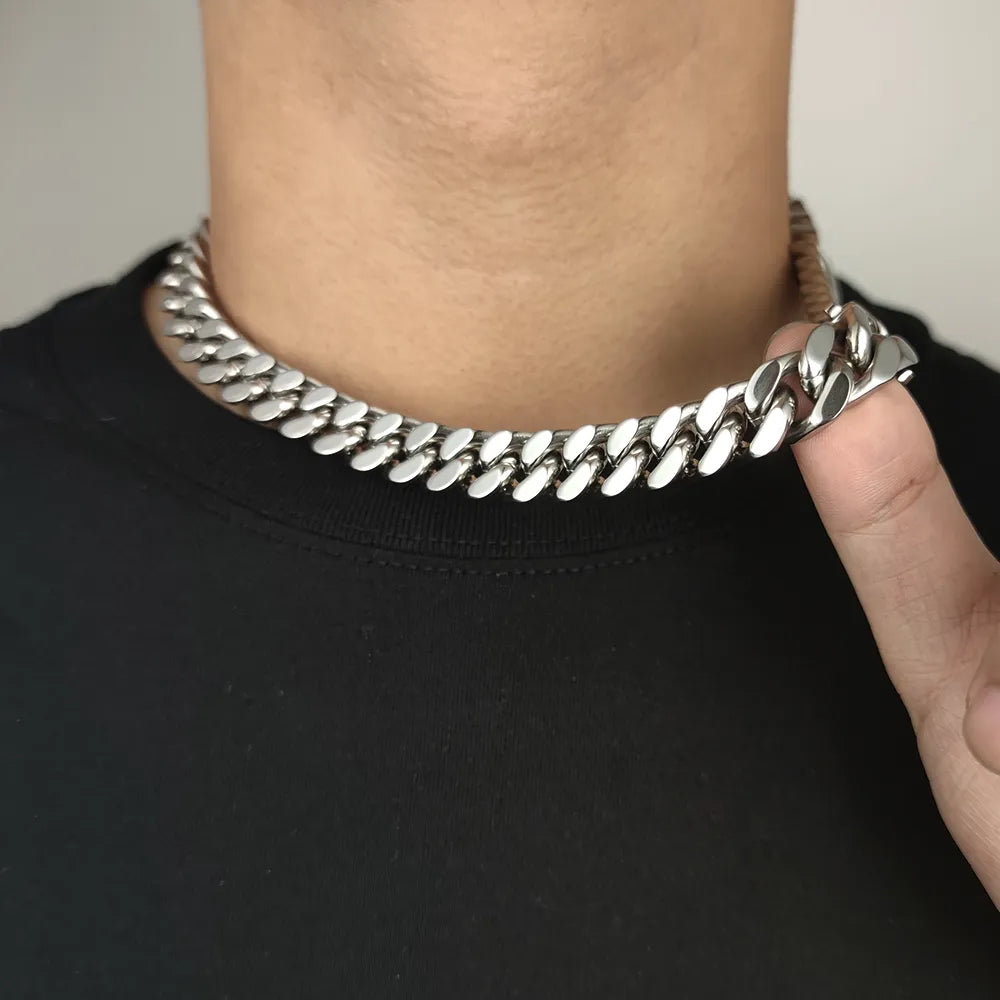 Men's Cuban Link Chain Necklace - Gold & Silver Plated