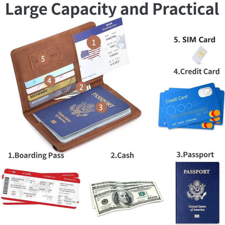 Travel Passport Holder in PU with Card Storage