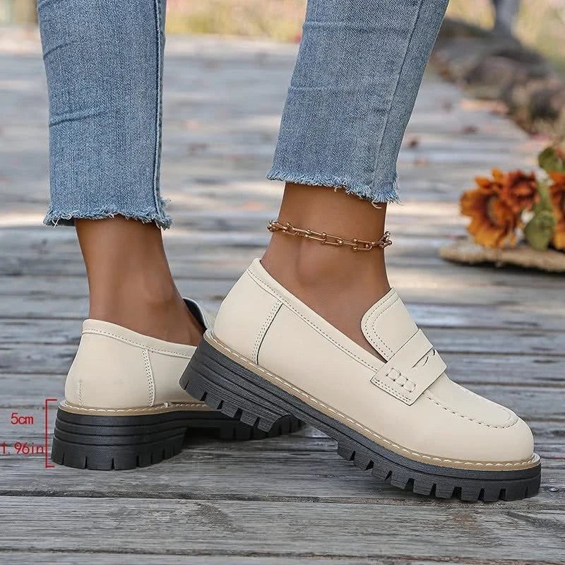 Ladies' Suede Loafers with Platform Sole