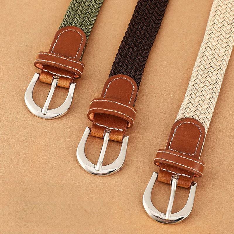 Emma & Rose Manhattan Mauro braided belt with leather detailing, showcasing its stylish woven design and adjustable buckle.