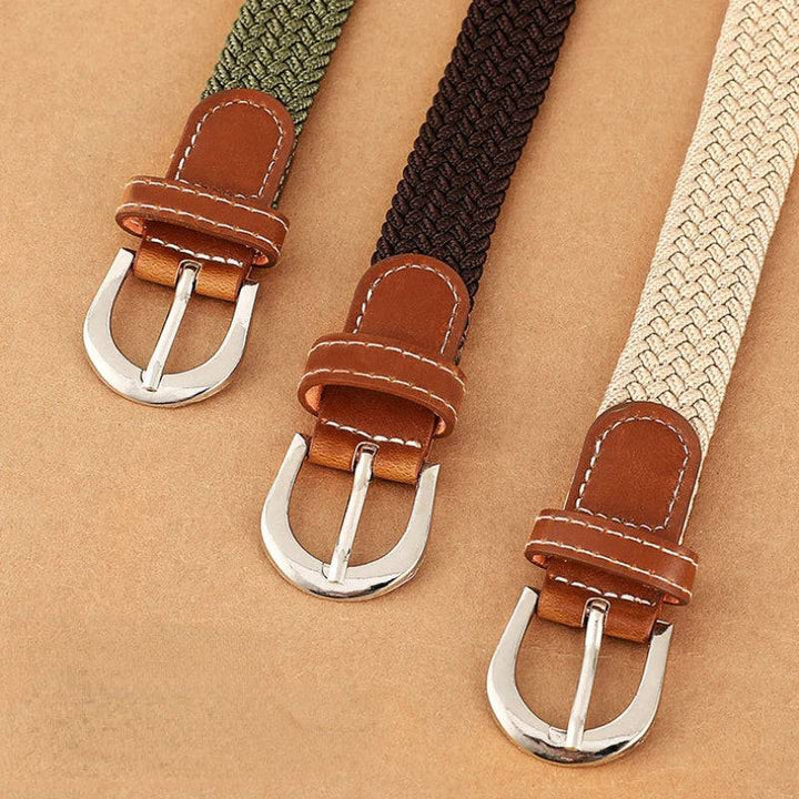 Emma & Rose Manhattan Mauro braided belt with leather detailing, showcasing its stylish woven design and adjustable buckle.