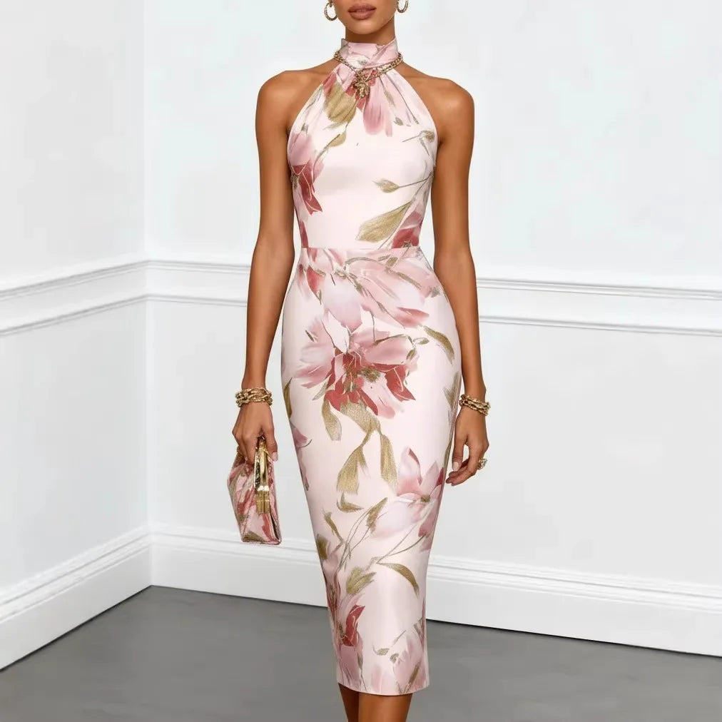 Serenella Floral Silk Dress, view 3 - Elena Harper