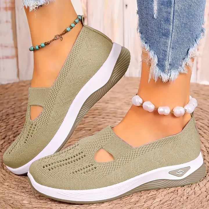 Women's Breathable Sneakers in Solid Color Design EB