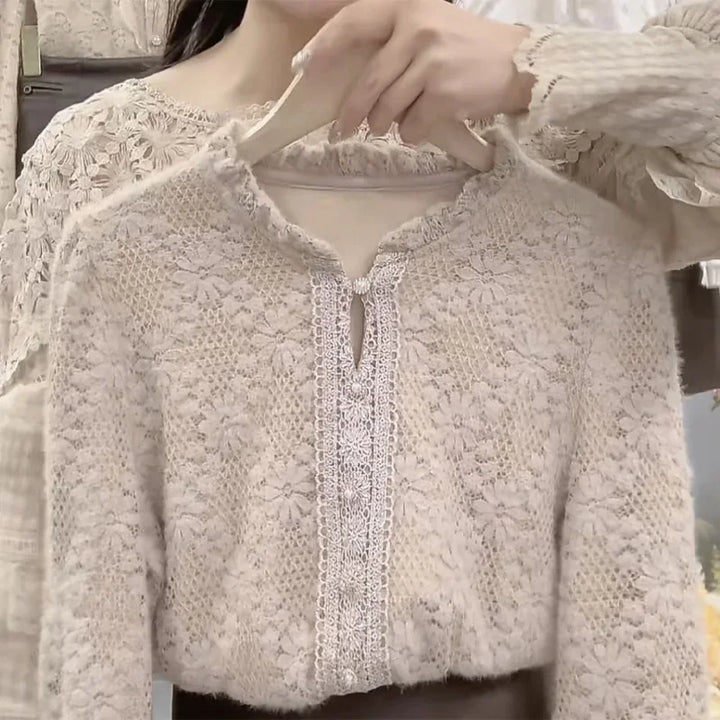 Livia Chic Jacquard Blouse, view 5 - Elena Harper