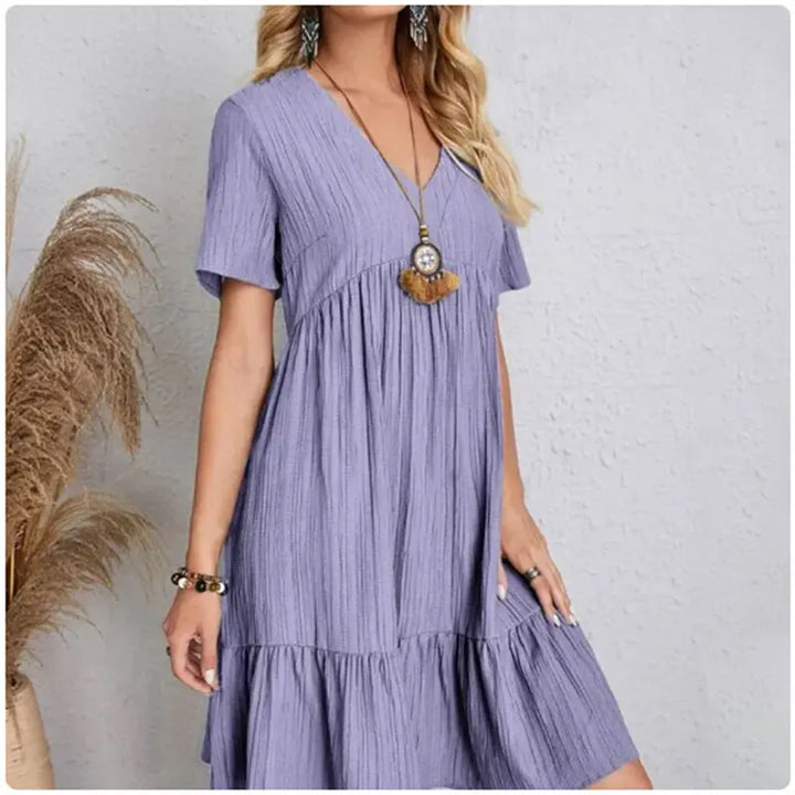 CHIC SUMMER DRESS WITH SHORT SLEEVES FOR WOMEN