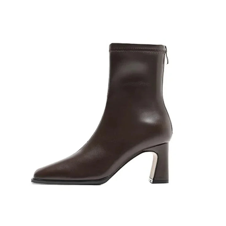 Montarello Women's Ankle Boots with Square Toe and Block Heel