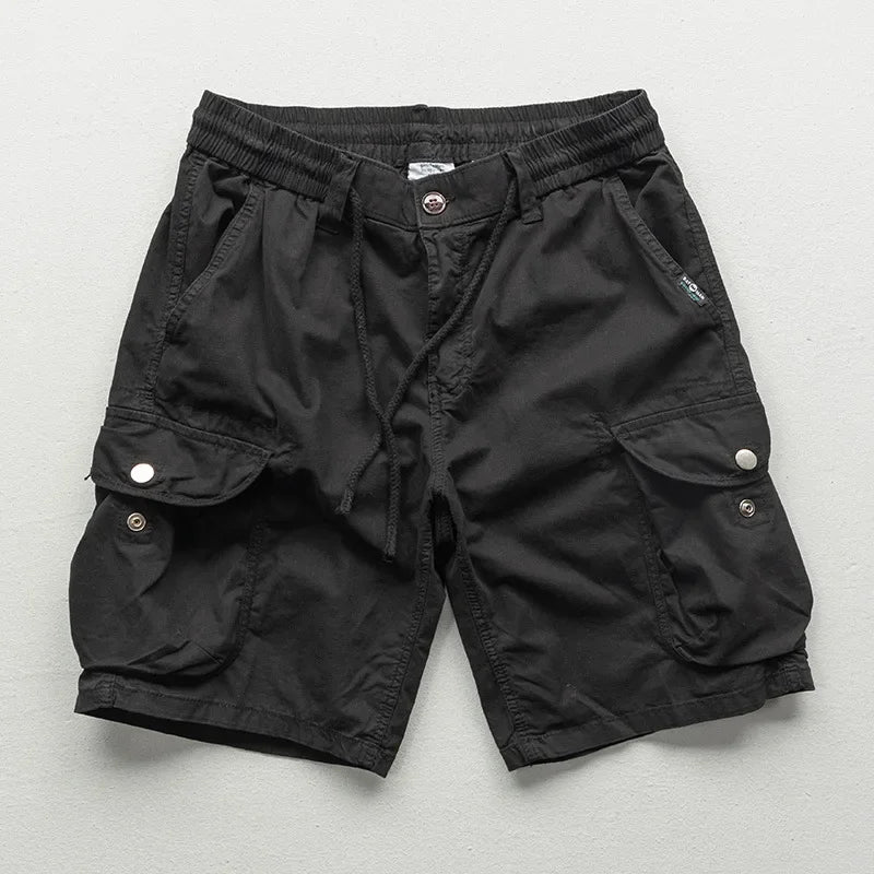 Men's Cargo Bermuda Shorts with Adjustable Waist, Multi-Pocket and 15 cm Inseam