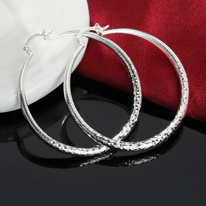 Sterling Silver Hoop Earrings, view 7 - Elena Harper