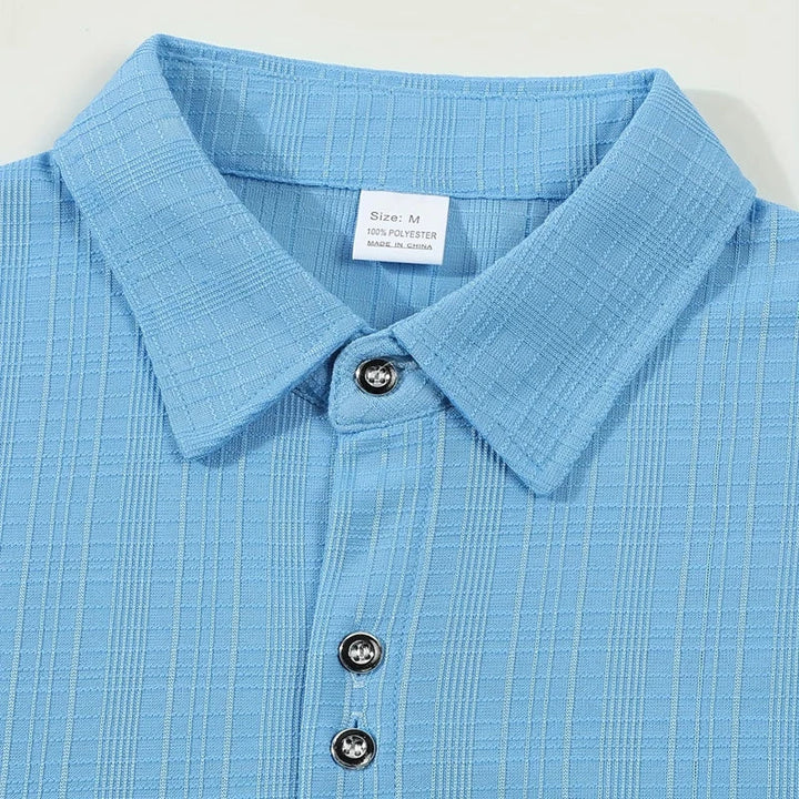 Laurent Monaco Men'S Polo with Drawstring Collar and Buttons, view 8 - Elena Harper