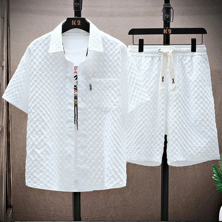 Complete Men's Two-Piece Honeycomb Fabric Set – Comfortable Fit