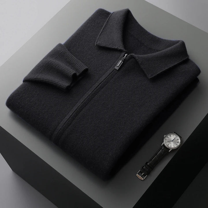 Quinton Cashmere Cardigan with Zipper, view 9 - Elena Harper