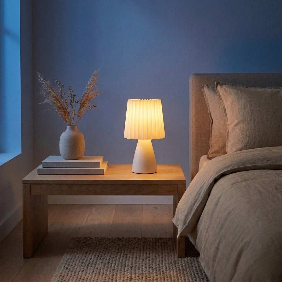 Ceramic Table Lamp Pleated Scandinavian Design