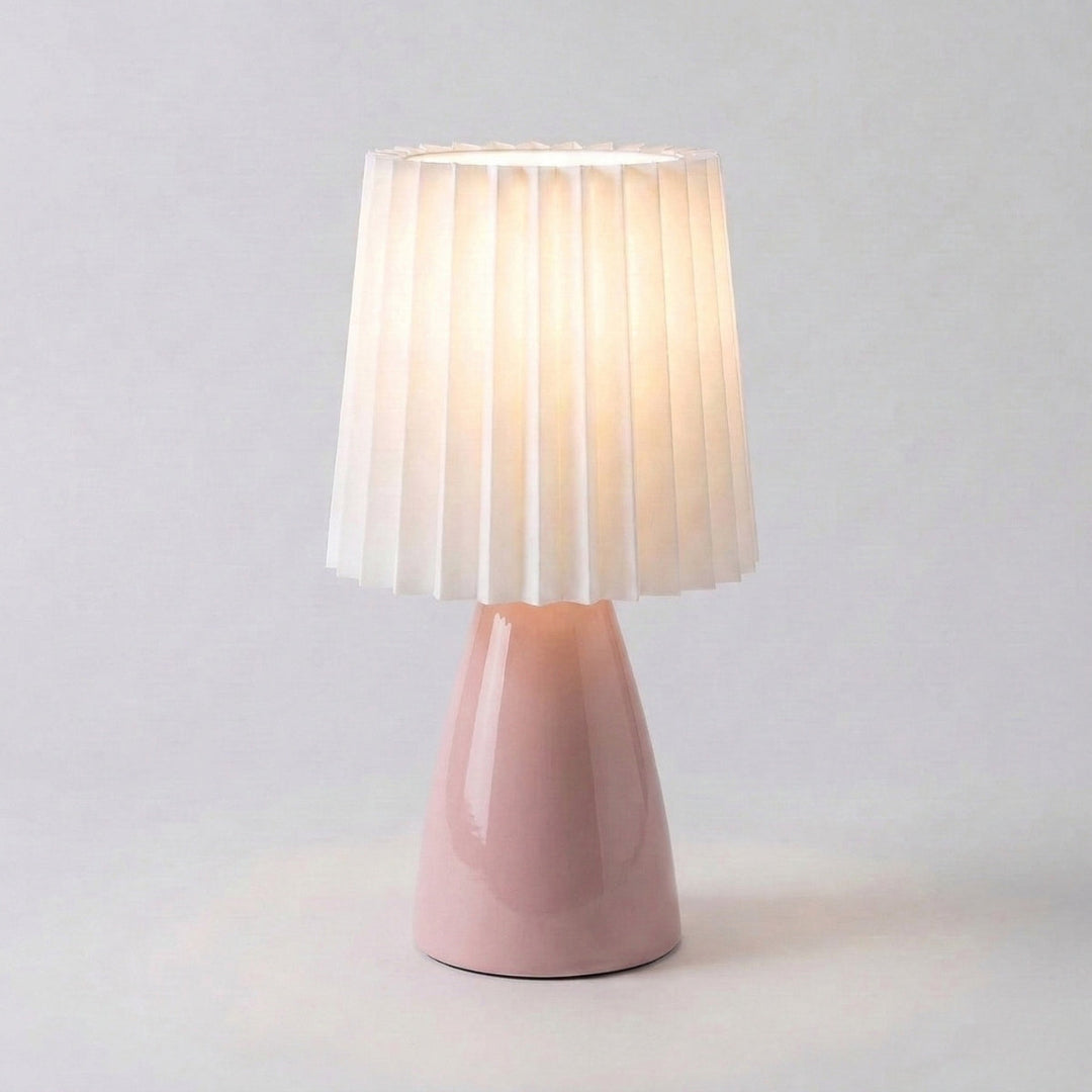 Ceramic Table Lamp Pleated Scandinavian Design