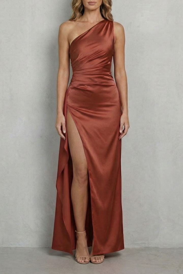 Scarlette – Liquid satin drape – One-shoulder evening gown