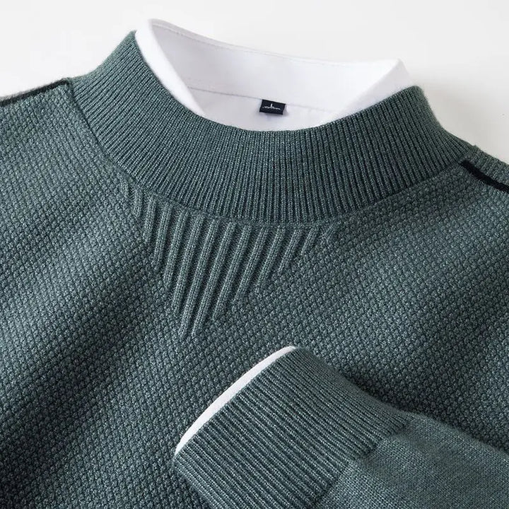 Women’s Knitted Sweater with Ribbed Edges and Pleated Shoulder Seam