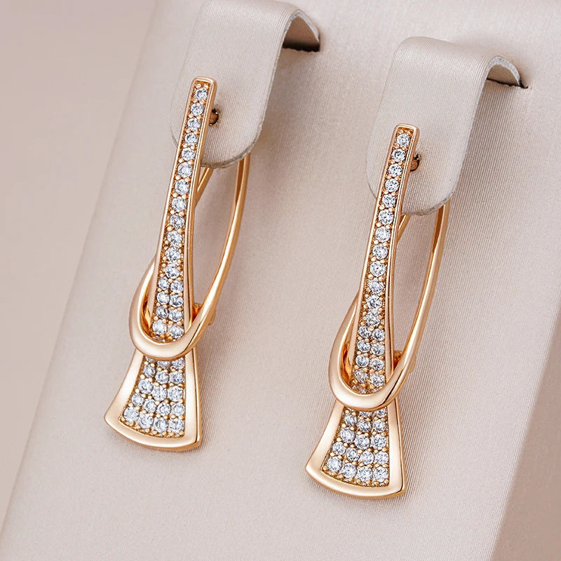 Radiant Layers Crystal Earrings Gold, view 7 - Elena Harper
