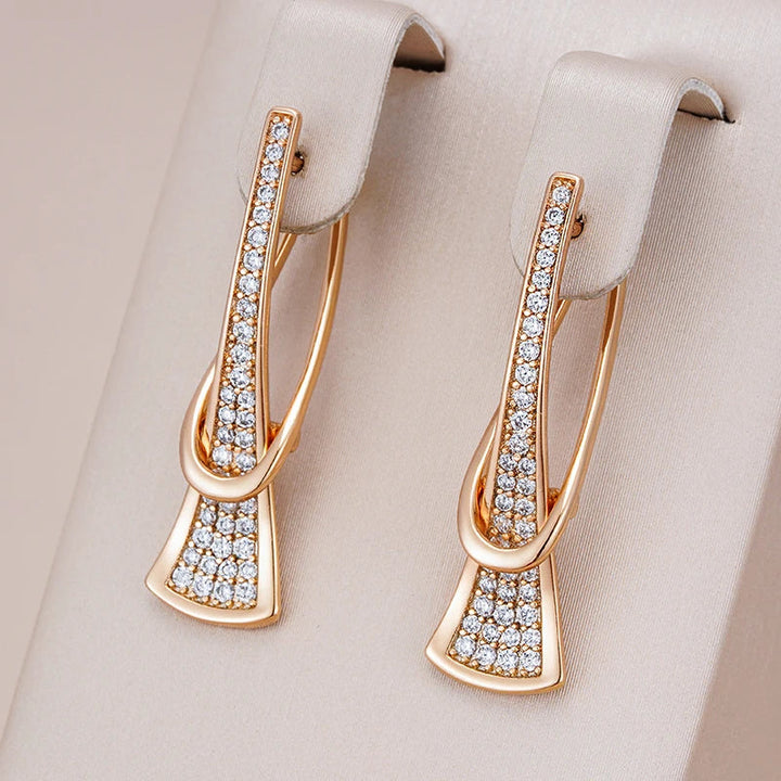 Radiant Layers Crystal Earrings Gold, view 7 - Elena Harper