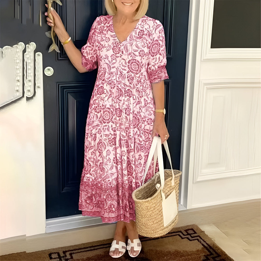 Rosetta - V-Neck Bohemian Maxi Dress