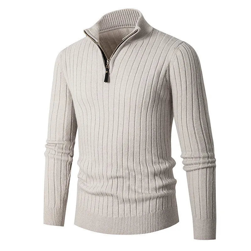 Men's Quarter Zip Slim Fit Sweater Modern Style, view 6 - Elena Harper