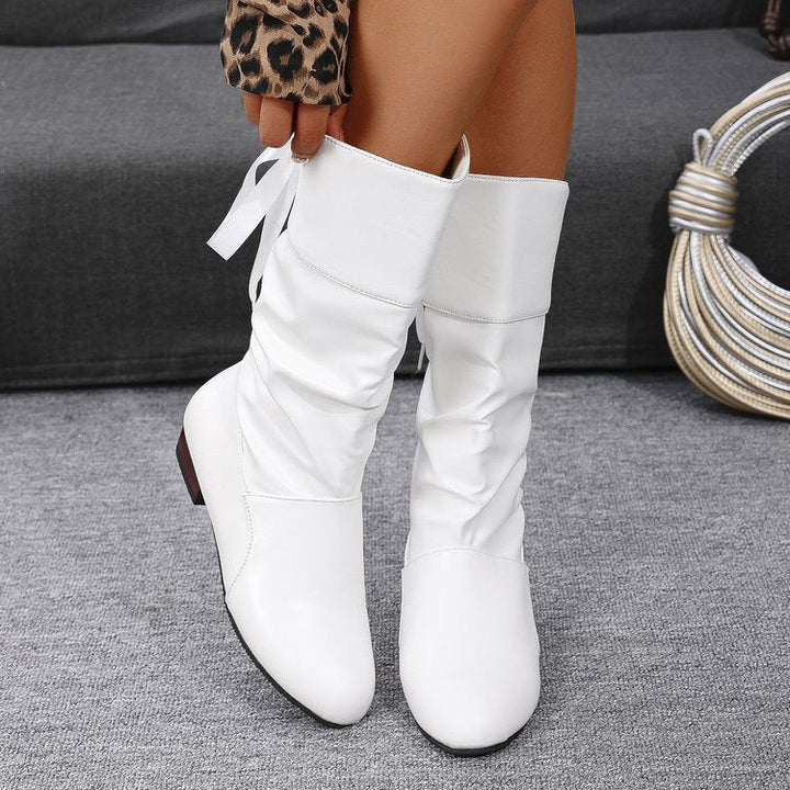 Knee-High Boots for Women | Block Heel & Gathered Design