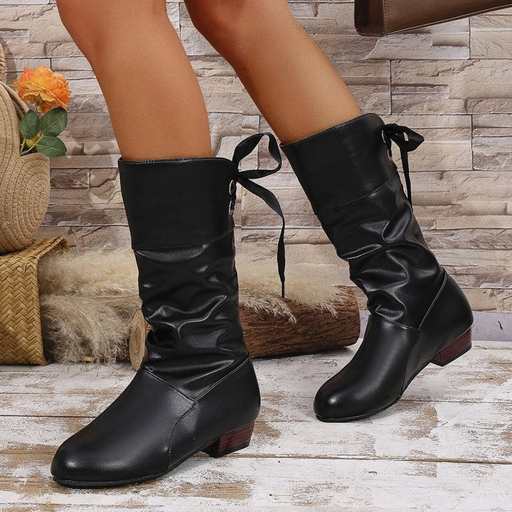 Knee-High Boots for Women | Block Heel & Gathered Design