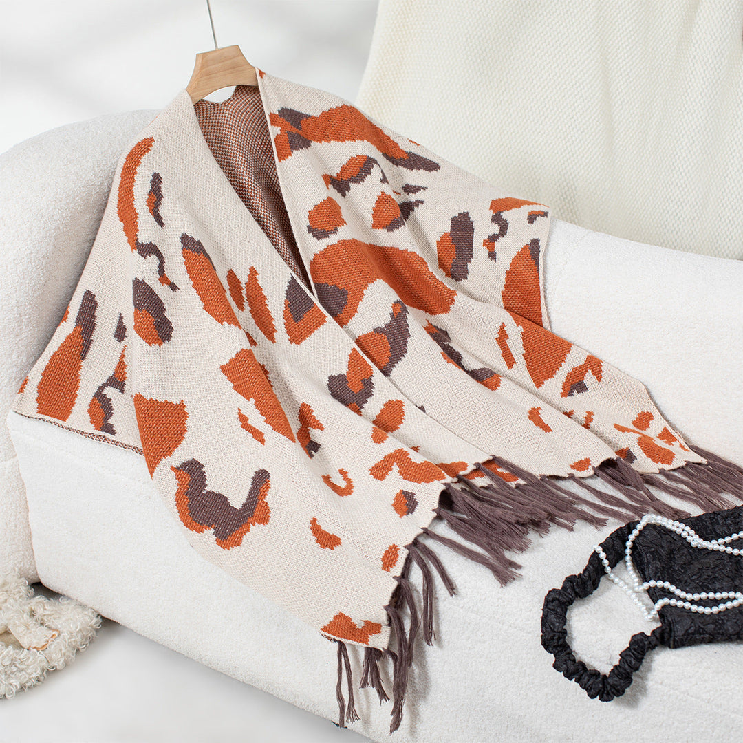 Women's Scarf | Leopard Print & Fringes