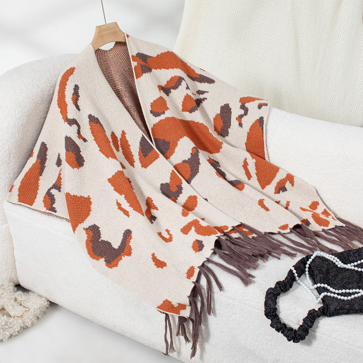 Women's Scarf | Leopard Print & Fringes