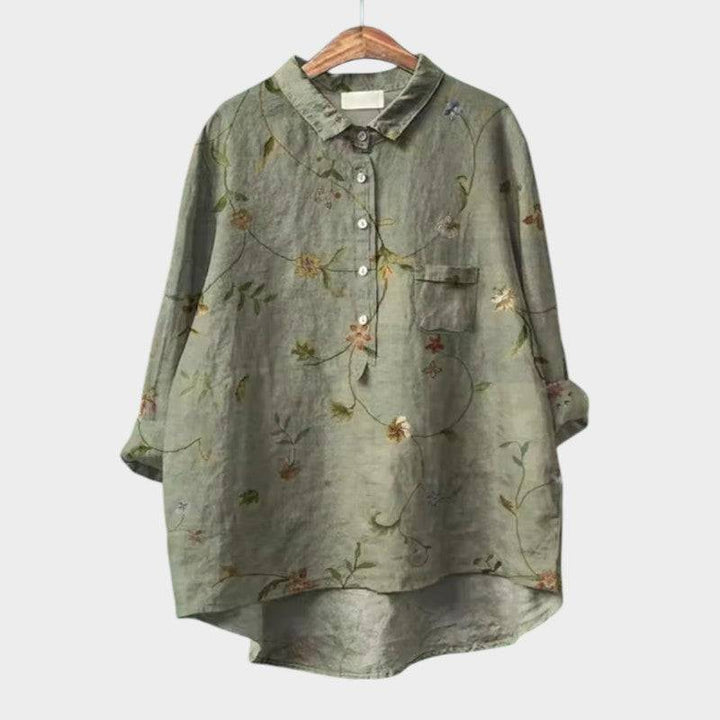 Elegant Sia™ blouse by Emma & Rose Cape Town, featuring a stylish, flowy design with intricate details and soft fabric.